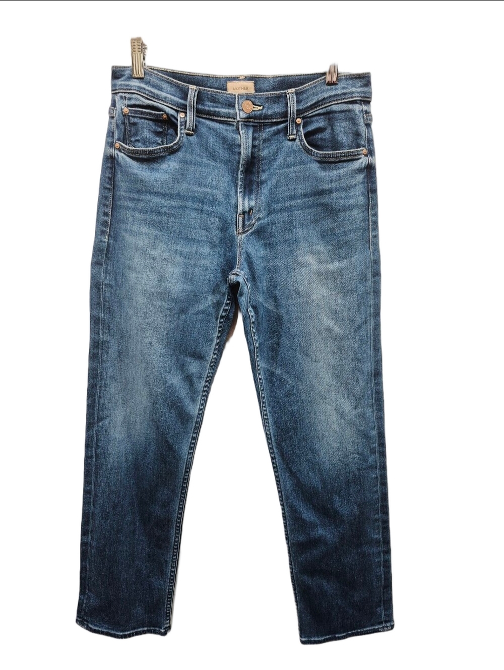 MOTHER The Smarty Pants Flood Jeans Connect The Dots High Rise Straight 28